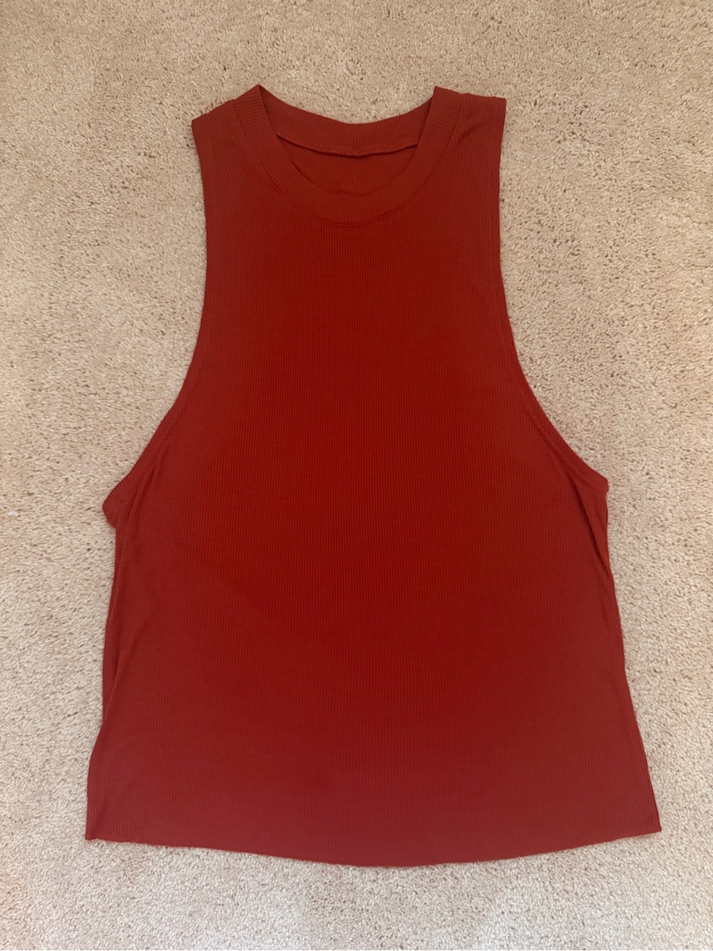 Alo Sleeveless Ribbed Tank Top - Rust Red